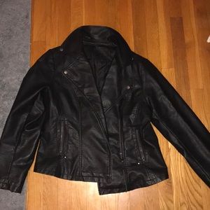 Black faux leather jacket buttons/zipper